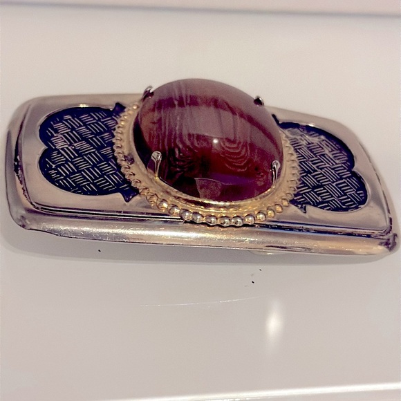 Silver Stone “Tiger Eye” Cabachon  Belt Buckle - Picture 9 of 11
